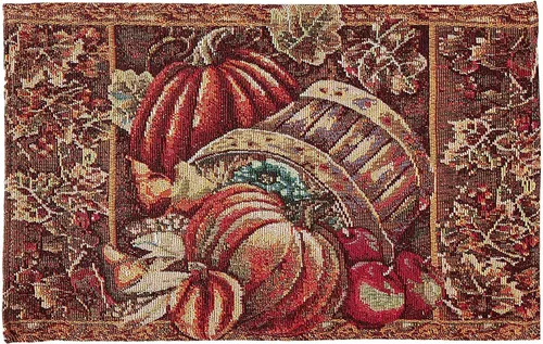 Vista 2 de Violet Linen Tapiz decorativo de algodón tejido de poliéster con hojas de otoño, girasoles, cosecha de otoño, 13 x 19 pulgadas, rectangular, juego