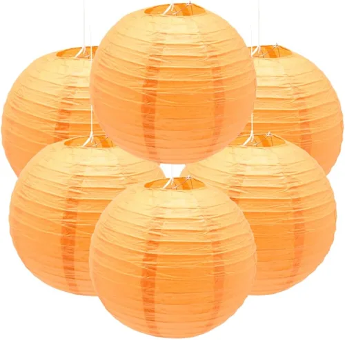 Vista 8 de 6 linternas de papel decorativas redondas colgantes