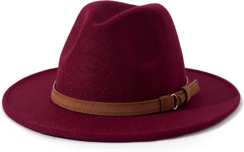 Vista 24 de Lisianthus Sombrero Fedora de ala ancha vintage para hombre y mujer con hebilla de cinturón Negro