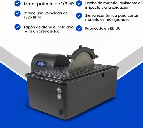 Vista 4 de Hi-Tech Diamond - Equipo Lapidario de 10" - Sierra Lapidaria para Cortar Rocas, Corte de Vidrio, Recorte, Máquina de Aserrado - Sierra de Corte
