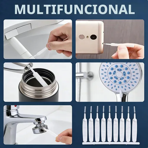 Vista 6 de Cepillo de limpieza para cabezal de ducha, cepillo de limpieza antiobstrucción, cepillo de limpieza mejorado para cabezales de ducha, cepillos de 10