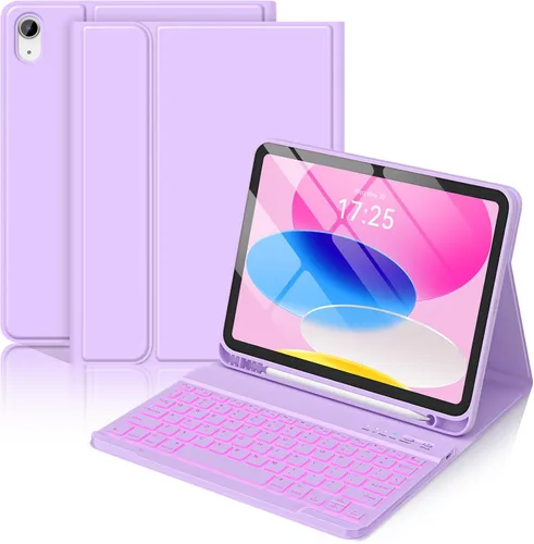 Vista 9 de BQSS Funda para iPad (A16) de 11ª y 10ª Generación con Teclado, Activación/Suspensión Automática, Funda con Teclado Bluetooth Inalámbrico