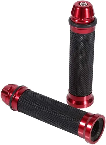 Vista 8 de Agarraderas universales para manillar de motocicleta CNC de goma de aluminio para mango de bicicleta de 7/8 pulgadas (rojo)