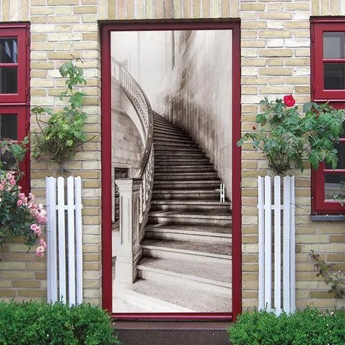 Vista 14 de TUOKING Adhesivo para puerta, calcomanías de vinilo para puerta, mural autoadhesivo para decoración del hogar, 30.3 pulgadas de ancho x 78.7