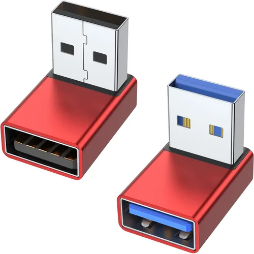 Vista 15 de AreMe Adaptador USB 3.0 de 90 grados, paquete de 2 unidades, extensor de convertidor USB A macho a hembra de ángulo recto para PC, laptop, cargador