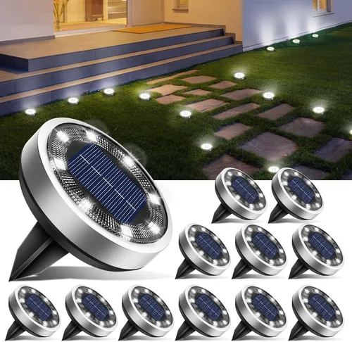 Vista 26 de Btfarm Paquete de 16 luces solares impermeables para exteriores, 8 luces LED solares para suelo