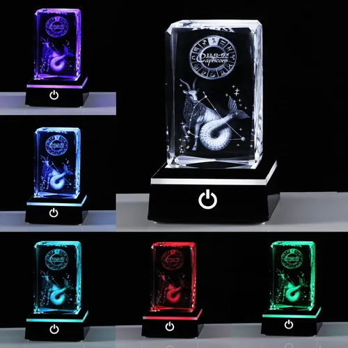 Vista 2 de Regalos de astrología del zodiaco Capricornio con cristales 3D para mujeres y hombres, figura de cristal de Capricornio, decoración de constelación