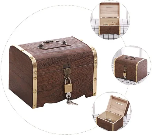 Vista 5 de Juego de pecho de metal vintage, caja pirata de estilo europeo con cerradura y llave, caja de regalo para niñas, mujeres y mujeres, talla L