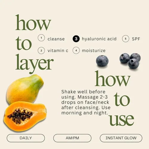 Vista 5 de Mudita Earth - Suero de ácido hialurónico + vitamina B5 para la cara, 1 onza líquida, suero de brillo de arándanos y papaya probado por