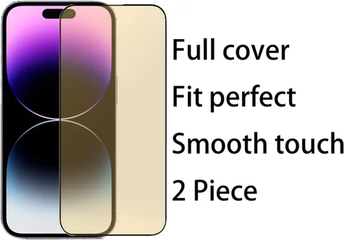 Vista 6 de Película protectora de pantalla de espejo de vidrio templado antiazul para iPhone 14 Pro Max, 6.7 pulgadas, dureza 9H, antiarañazos, cubierta
