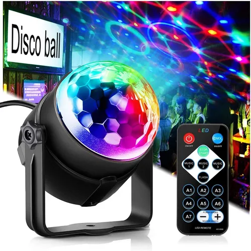 Vista 8 de Luces de fiesta, luz estroboscópica DJ de discoteca, proyector de bola de discoteca para escenario, efecto de rave, luz para clubes de baile, sonido