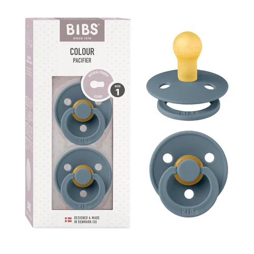 Vista 69 de BIBS - Paquete de 2 chupetes para bebés, goma natural libre de bisfenol A, hechos en Dinamarca, colección Colour, para bebés de 18+ meses, azul bebé