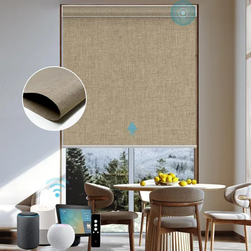 Vista 54 de SmartWings Persianas Motorizadas con Sombras para Ventana Control Remoto Funciona con Thread Apple Homekit Z-Wave Alexa 100% Blackout de Doble Cara