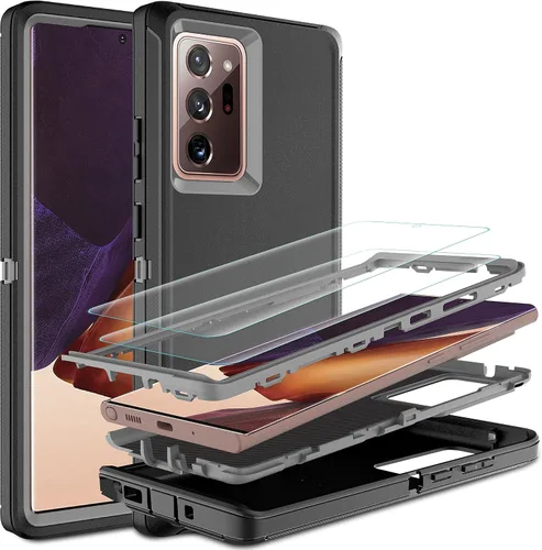 Vista 8 de Funda para Note 20 Ultra, Galaxy Note 20 Ultra con protector de pantalla de TPU flexible autorreparable (paquete de 2), funda de protección 3 en 1