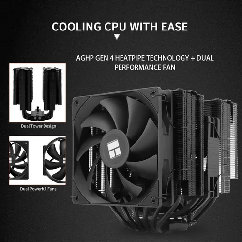 Vista 4 de Thermalrlght Peerless Assassin 140 - Enfriador de aire negro para CPU, 6 tubos de calor, disipador de calor de torres duales, ventiladores PWM
