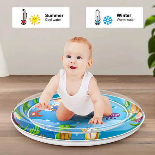 Vista 4 de Tapete de Agua Inflable para Gatos, Perros y Bebés, [Recién Actualizado, 2 Capas Engrosadas] Tapete Premium Anti-Rayones a Prueba de Fugas