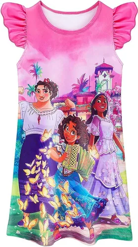 Vista 4 de Vestido de niña pequeña de manga corta cuello redondo sin mangas