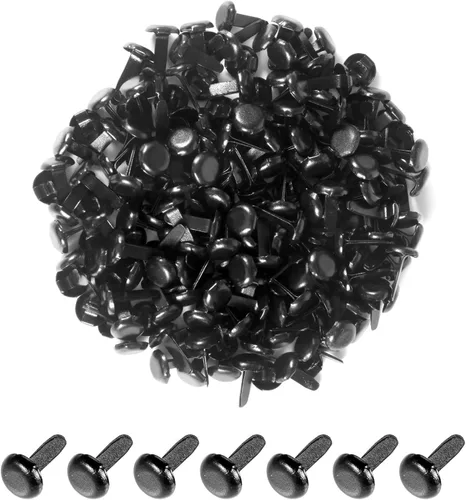 Vista 8 de moinkerin 200 Pcs Mini Brads for Paper Crafts 0.3 x 0.55inch Brad Fasteners Black Split Pins Pastel for DIY,Crafting,Scrapbooking,Stamping Round