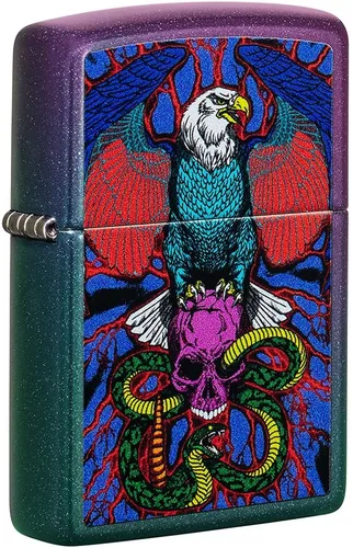 Vista 10 de Zippo Encendedor de bolsillo Eagles Dare - Encendedores recargables con tapa abatible a prueba de viento - Encendedores de bolsillo con diseño Negro