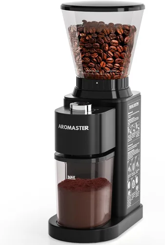 Vista 9 de Molinillo de café con rebabas cónicas Aromaster, 48 ajustes, antiestático, beige