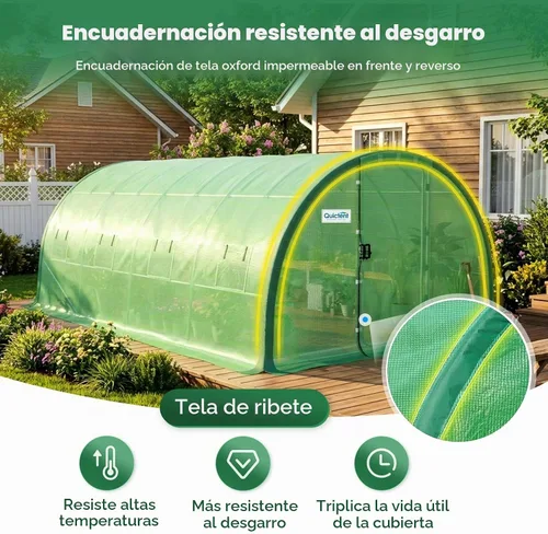 Vista 6 de Quictent - Invernadero túnel para exteriores con 2 puertas con bisagras de Verde