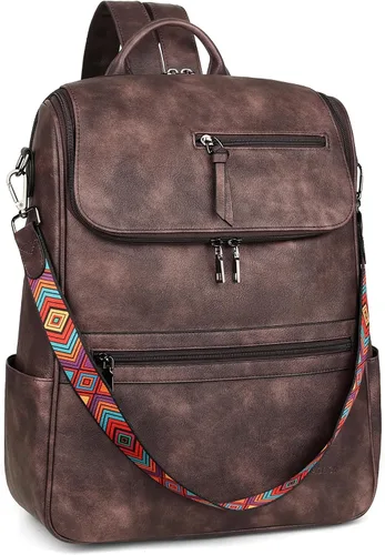 Vista 4 de FADEON Bolsos cruzados para mujer y mochila para laptop Colección Marrón