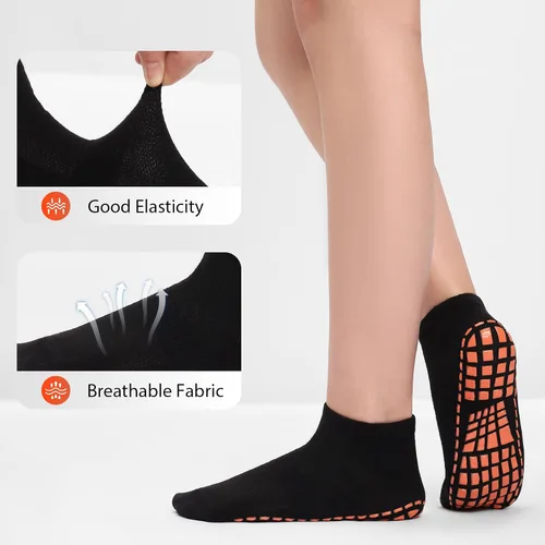 Vista 2 de NOVAYARD 6 pares de calcetines antideslizantes para yoga, pilates, hospital, calcetines pegajosos para hombres y mujeres