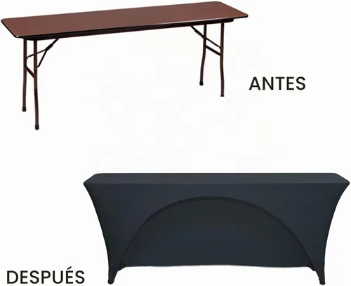 Vista 6 de YOUR CHAIR COVERS - Mantel elástico rectangular de elastano de 6 pies x 18 pulgadas, con espalda abierta para aula, color negro