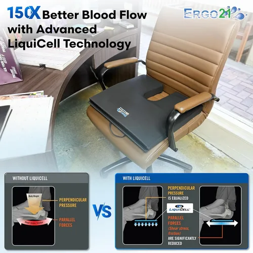 Vista 3 de ERGO21 LiquiCell - Cojín de asiento de coxis, ayuda para aliviar el dolor de coxis, dolor de ciática, soporte de espalda, almohada de trasero como