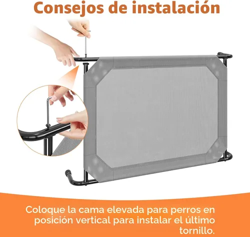 Vista 8 de Simple Trending Cama elevada para perros grandes, catre para perros XL impermeable, cama elevada para mascotas de enfriamiento al aire libre, Gris