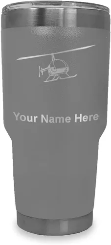 Vista 27 de LaserGram Vaso aislado al vacío de 20 onzas, helicóptero 2, grabado personalizado incluido (negro)