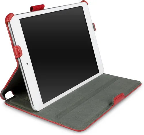 Vista 3 de BoxWave Funda compatible con iPad mini 3 (2014) - Chaqueta de cuero para libros, funda protectora de cuero sintético plegable Folio - Rojo ardiente