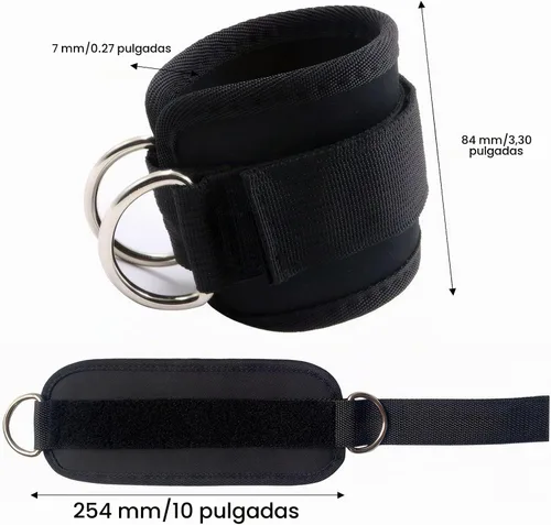 Vista 2 de 2 correas de levantamiento de pesas con anillo D, muñequeras ajustables para gimnasio, muñequeras acolchadas, para máquinas de cable