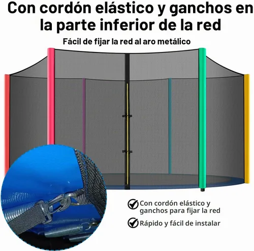 Vista 7 de Red de trampolín, repuesto de red de trampolín redonda premium de 10 a 16 pies