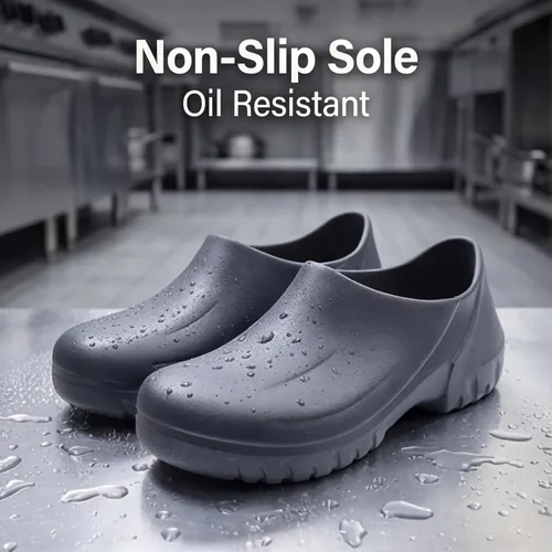 Vista 3 de FLIOZY Zuecos de trabajo antideslizantes para hombres y mujeres, zapatos de chef de EVA impermeables, zapatos de cocina y enfermería