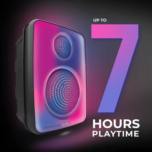 Vista 2 de Coby Spectra True - Altavoz Bluetooth inalámbrico, altavoz portátil con 5 modos de luz y micrófono, radio FM, batería recargable, USB, micro USB