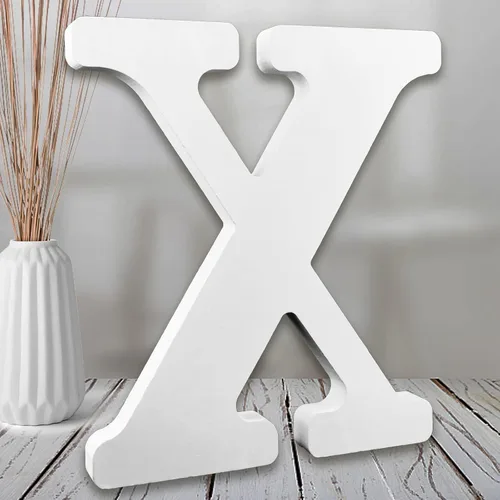 Vista 24 de AOCEAN Letras de madera blanca de 8 pulgadas, letras de madera sin terminar para pared, letras decorativas de pie en rodajas, decoración de tablero
