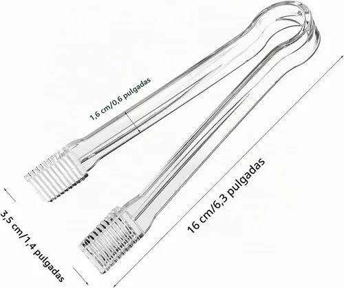 Vista 4 de Paquete combinado de 12, 6 pinzas de plástico para servir, mini pinzas de cocina, pinzas de cocina y 6 cucharas de plástico transparente