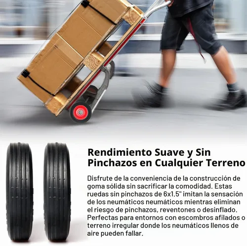 Vista 5 de AR-PRO - Conjunto de ruedas de goma sólida sin planos de 6 x 1.5 pulgadas, ruedas de repuesto para carretilla de mano con rodamientos de bolas