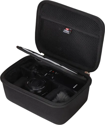 Vista 2 de FBLFOBELI Estuche rígido de almacenamiento EVA para Sony ZV-E10/ZV-E1/ZV-E10 II Vlog cámara digital, para trípode (GP-VPT2BT), micrófono, lente