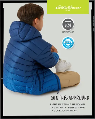 Vista 6 de Eddie Bauer Boys' Jacket - CirrusLite Weather Resistant Down Coat for Boys - Insulated Quilted Bubble Puffer (3-20)
