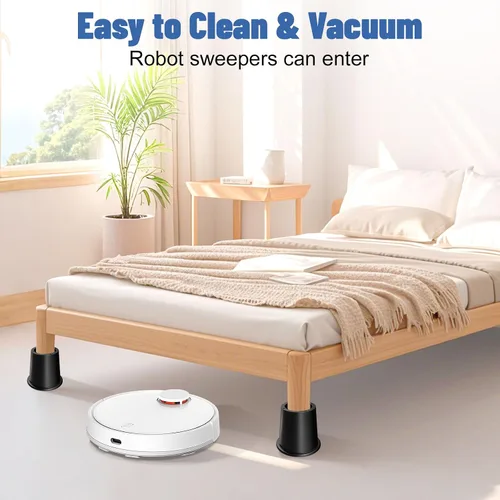 Vista 5 de MYMULIKE Elevadores de cama de 4 pulgadas resistentes, juego de 4 elevadores de muebles, elevadores redondos para muebles para cama, escritorio