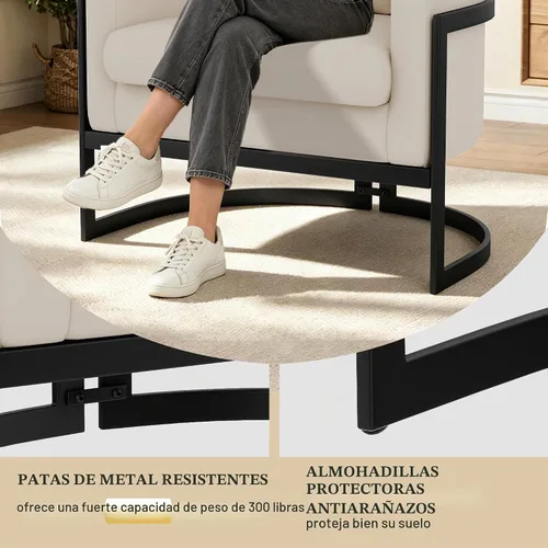 Vista 5 de Silla Decorativa Moderna de Cuero Sintético, Silla de Brazos Moderna y Confortable, Silla de Sofá Individual Tapizada para Sala de Estar
