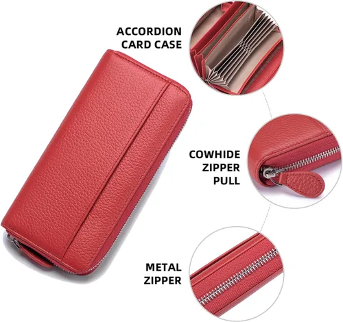Vista 4 de RFID Blocking Womens Zipper Wallet Leather Large Capacity Billfold Clutch Zip Around Wallets for Women