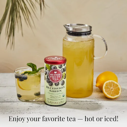 Vista 4 de The Republic Of Tea Té verde de Granada, Superfruta Premium Mezcla De Té Verde... Una taza suave para beber todos los días. Fresco con notas