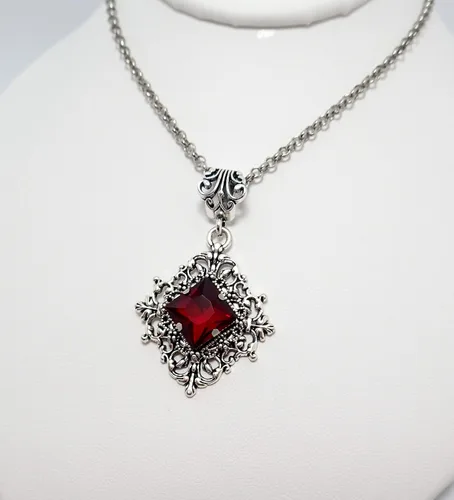Vista 4 de Gargantilla gótica victoriana steampunk de plata con colgante de filigrana nupcial boda renacentista medieval eduardiano celta art nouveau gótico