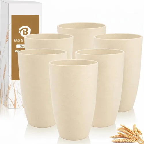 Vista 13 de Vasos de paja de trigo de 16 onzas, vasos de plástico