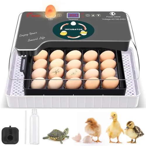 Vista 10 de HOWOOlUA - Incubadora de huevos para incubar huevos con giro automático, control de temperatura y humedad, incubadora de huevos integrada de gran