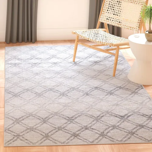 Vista 12 de SAFAVIEH Adirondack Collection - Alfombra decorativa, 2 pies 6 pulgadas x 4 pies, color plateado y carbón, diseño moderno de enrejado, no desprende