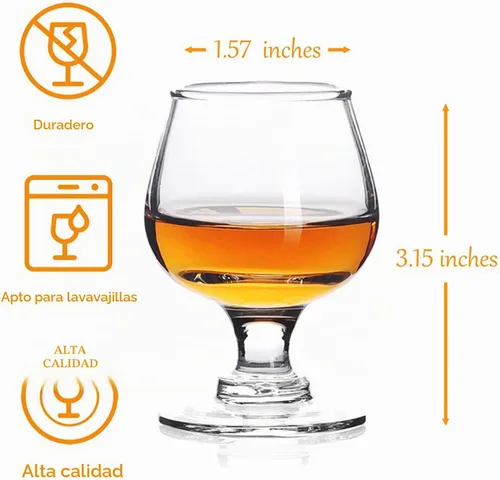 Vista 5 de Valeways Juego de 6 mini vasos de chupito de 1.75 onzas, transparentes, súper lindos, perfectos para degustar brandy - Snifters de vidrio